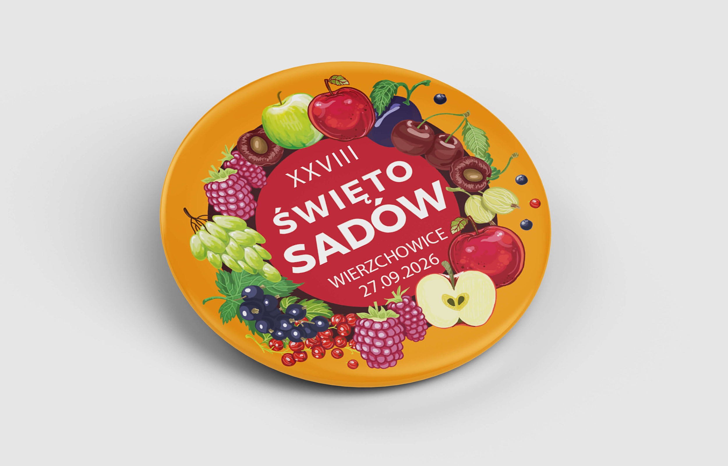 Projekt przypinki na Święto Sadów 2026 w Wierzchowicach