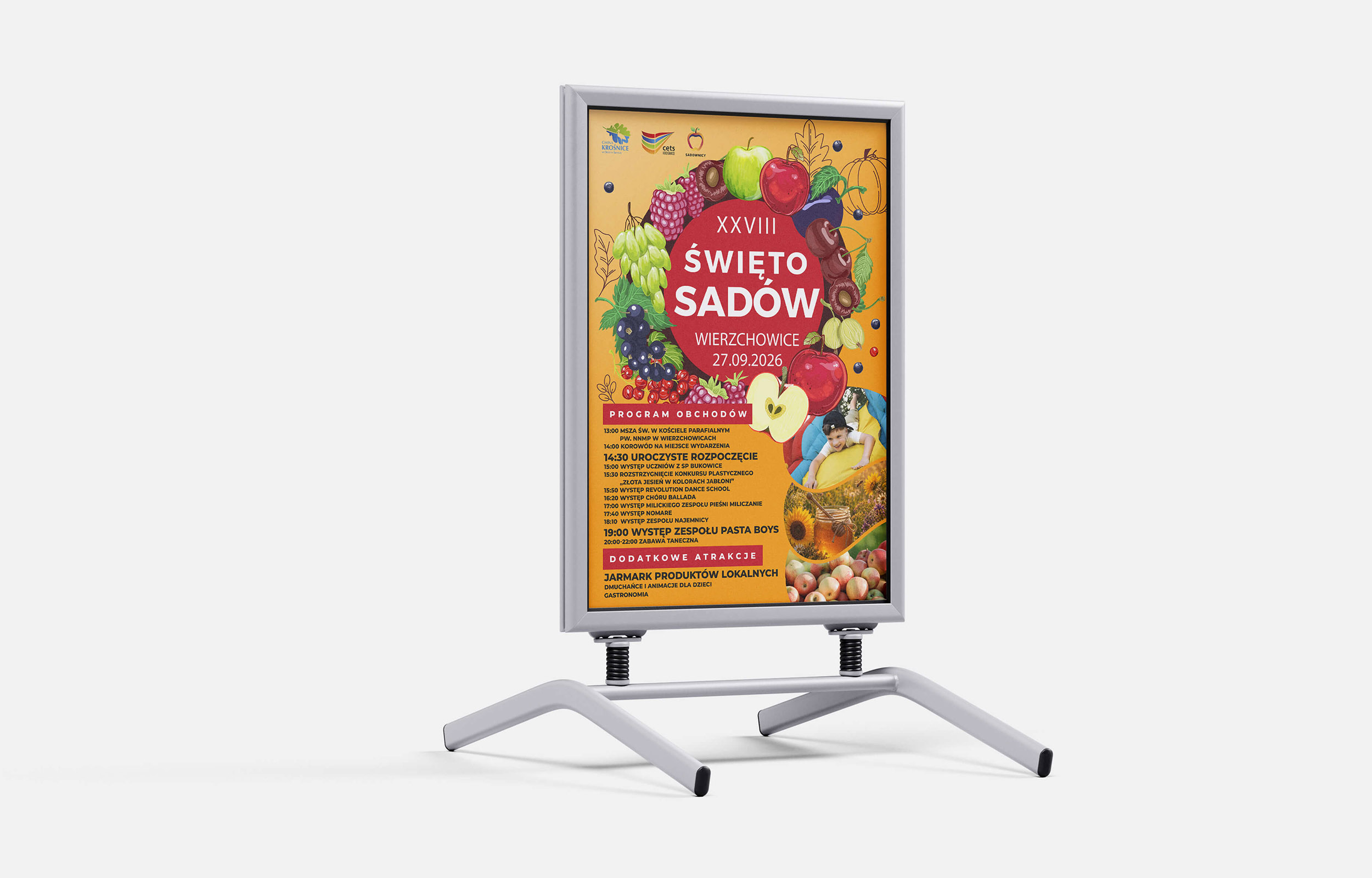 Projekt plakatu Święto Sadów 2026 w ekspozycji reklamowej