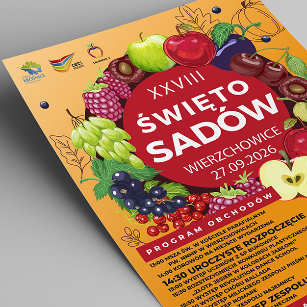 Projekt plakatu Święto Sadów 2026 dla CETS Krośnice